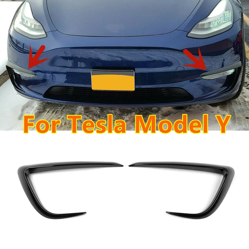 Tesla Model Y Black Front Fog Light Eyebrow Trims Cover (2020–2024)