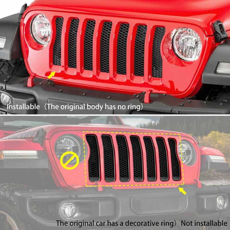 Jeep Wrangler JL 7Pcs Red Front Grill Inserts Cover (2018-2022)