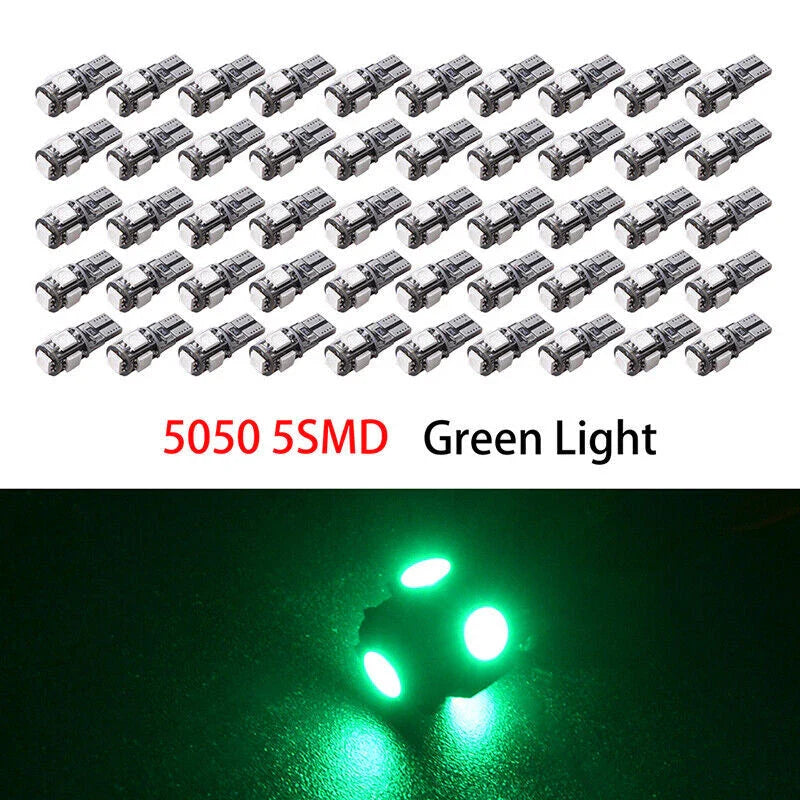 Various Makes & Models 50Pcs T10 Wedge 5-SMD 5050 LED Light Bulbs