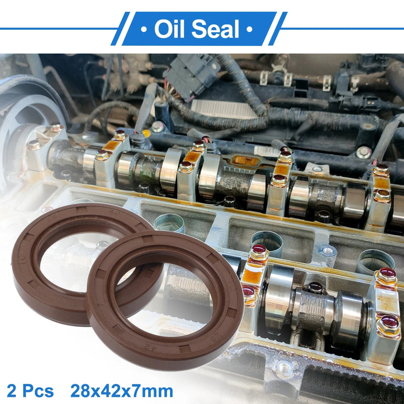 Make Model Oil Seal 28x42x7mm Seal Ring Shaft FKM Rubber Brown 2 x