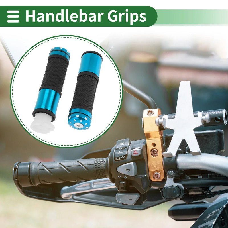 Motorcycle 7/8" 22mm Hand Grips Covers Aluminum Blue