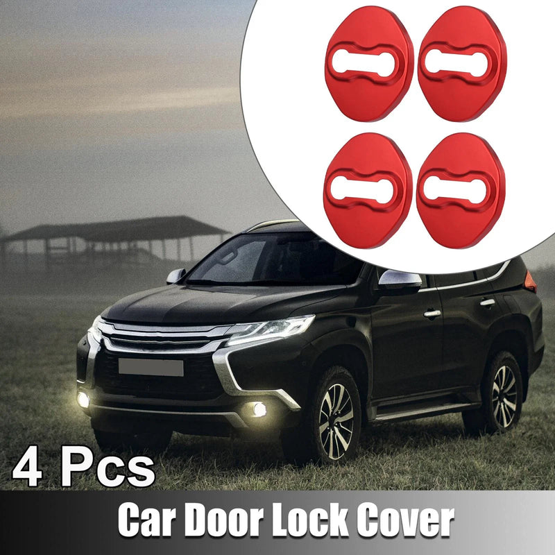 Mitsubishi 4 x Car Door Lock Latch Covers (Red)