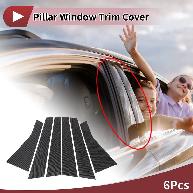 Jeep Cherokee 2016-2020 Carbon Fiber Black Door Pillar Window Trim