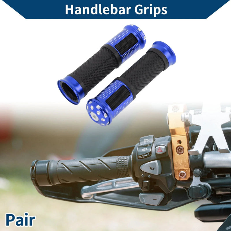 Motorcycle Aluminum Alloy Rubber Blue 1 Pair 23 x 25 mm Hand Grips Cover