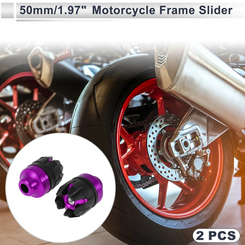 14mm Aluminum Alloy Plastic Motorcycle Slider Frame 2 Pcs Purple