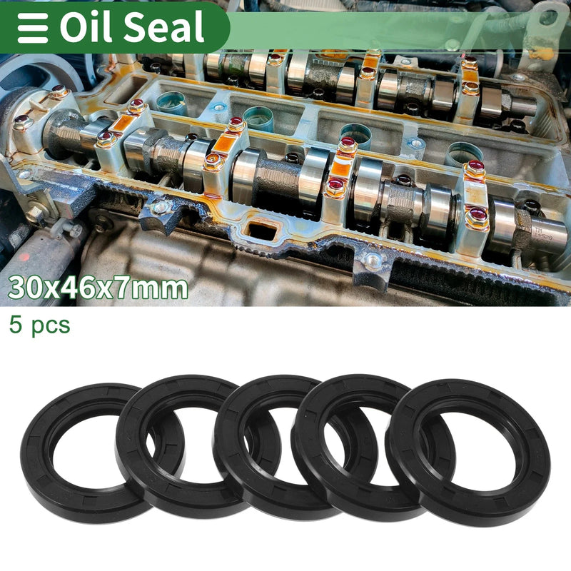 Oil Seal 5 Pcs Rotary Shaft Seal NBR 30x46x7mm Black