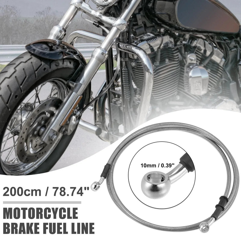 Make Model 10mm Motorcycle Braided Brake Clutch Oil Hoses Pipe Silver Tone