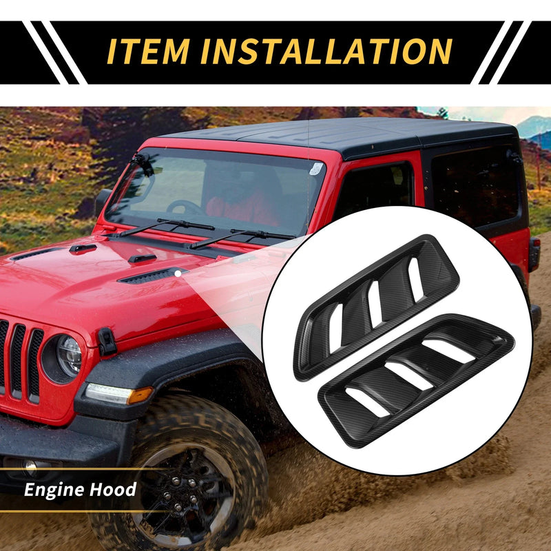 Jeep JL JLU Gladiator (2018-2024) Black Front Hood Air Outlet Vent Cover