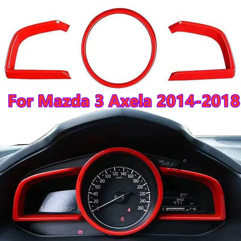 Mazda 3 Axela 3Pcs Red Dash Panel Frame Cover Trim (2014–2018)