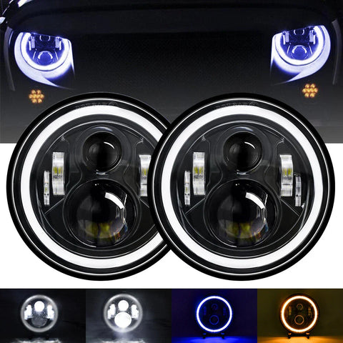 Jeep Wrangler / Yamaha Road Star 7" LED Front Headlight 3-color