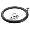 Boat Steering Wheel 340mm Diameter, Stainless Spokes, Poly Grip & Knob