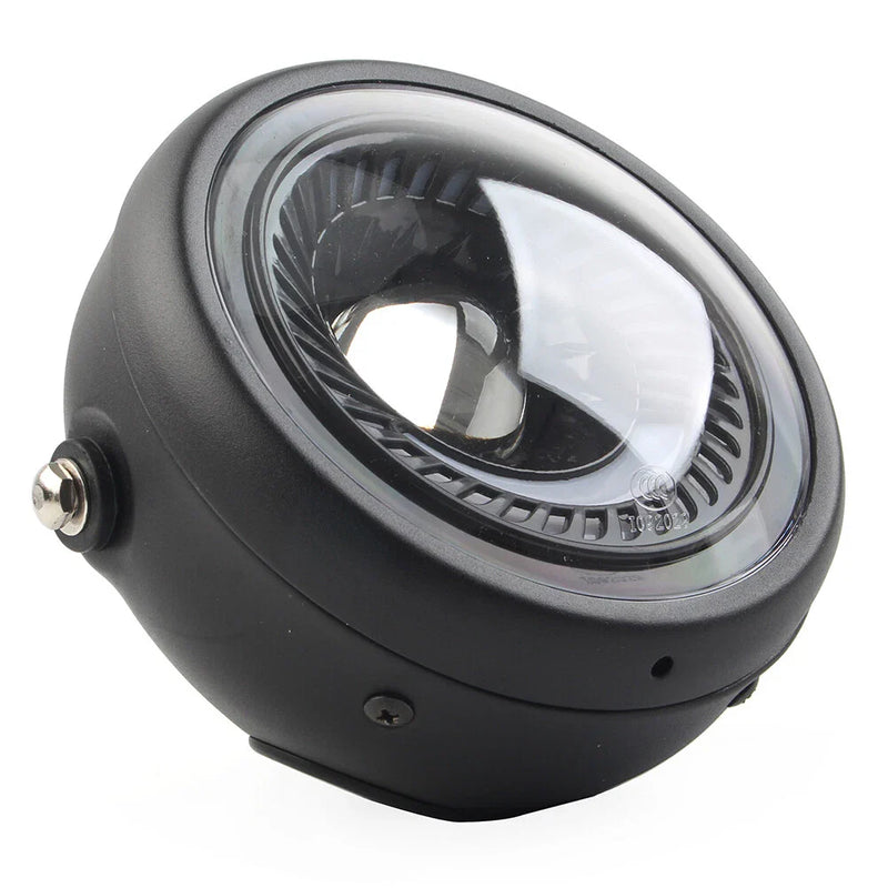 Motorcycle 5-3/4" Switchback White LED Halo DRL Angel Eye Headlight