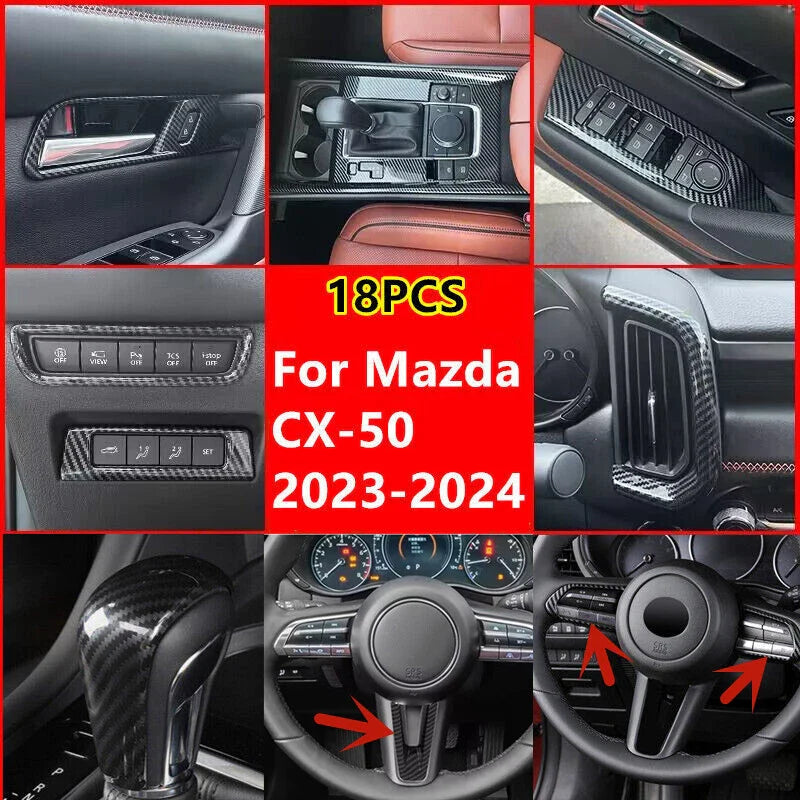 Mazda CX-50 18PCS Carbon Fiber Interior Button Trim Cover Decor (2023–2024)