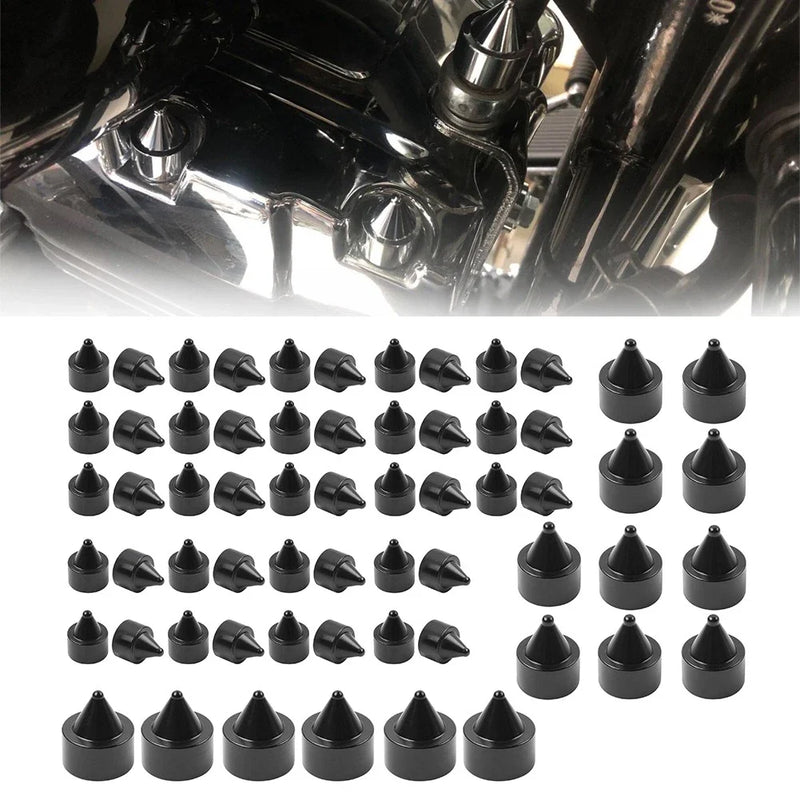 Harley Touring Road King Softail Trike 62X Engine Bolt Black Cap Kit (18-24)
