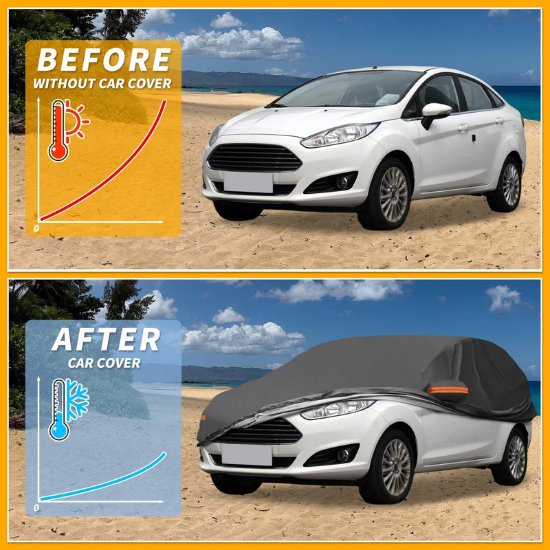 Ford Fiesta Sedan Waterproof All Weather Car Cover with Reflective Strap