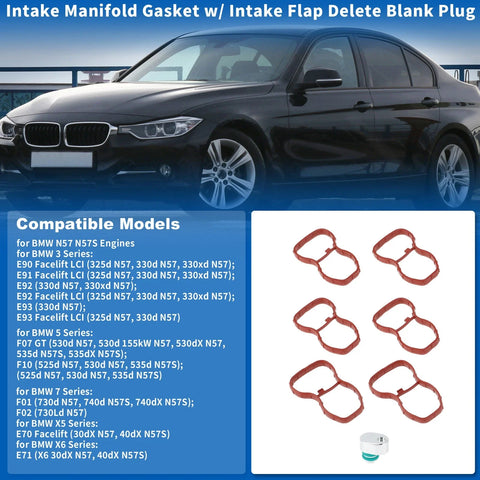 BMW Intake Manifold Gasket with Intake Flap Delete Blank Plug