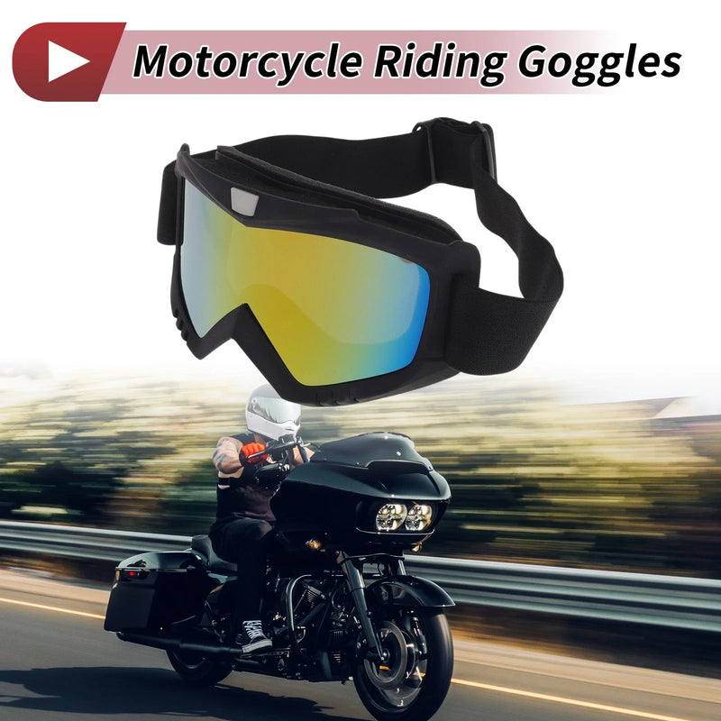 Motorcycle Riding Goggles Colorful Lens Black Frame PC Cycling Sunglasses