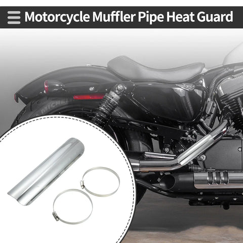 Universal Motorcycle Exhaust Muffler Pipe / 225x60mm / Heat Shield