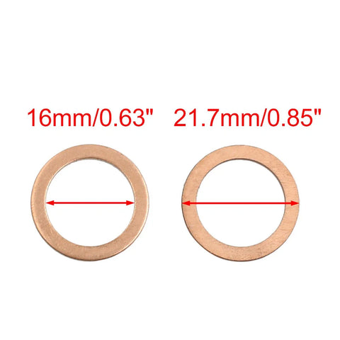 Nissan 10 x M16 Flat Copper Washers Oil Drain Plug Gaskets (11026-61000)