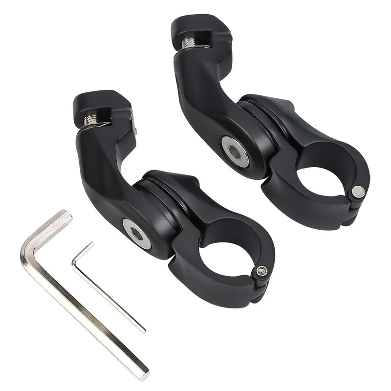 Harley Matte Black 1-1/4" Highway Short Angled Foot Peg Mounts