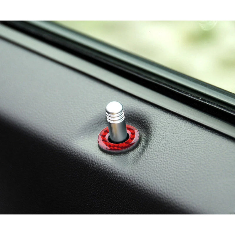 Dodge Challenger Carbon Fiber Red Door Lock Pin Cover (2008-2014)