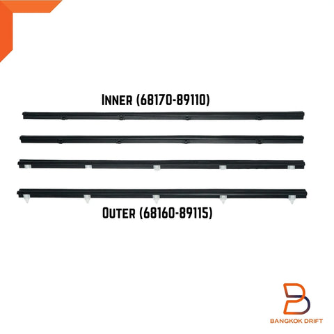 Toyota Hilux 84-89, 4Runner 84-89 Inner Outer Weatherstrip FR Door Glass