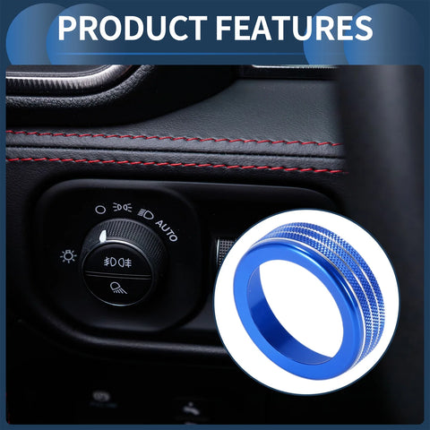 Dodge RAM (2018-2022) Blue 1 x Pc Headlight Fog Light Switch Knob Cover Ring