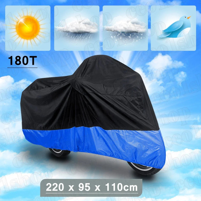 Kawasaki Ninja 250 250R EX250 180T Black+Blue Outdoor Motorcycle Cover