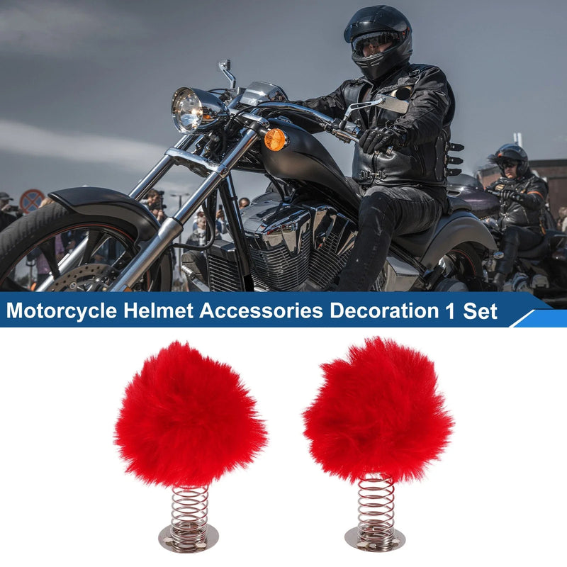 Motorcycle Helmet Decoration 2 x Red Plush Iron