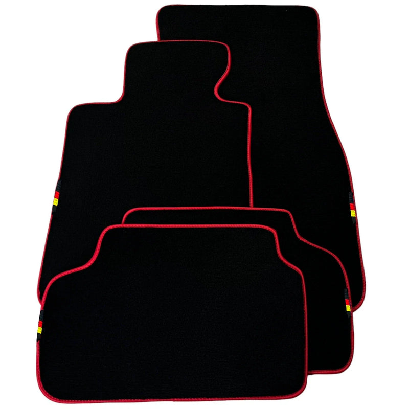 BMW 5 Series G30 Sedan (2016-2023) Red Trim AutoWin Black Floor Mats