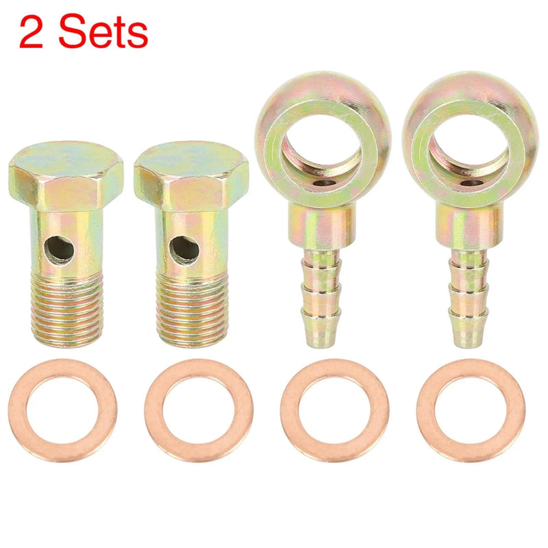 Motorcycle 2 x 10mm Banjo Hose Barb Bolt Fittings Banjo Bolt Washer Kit