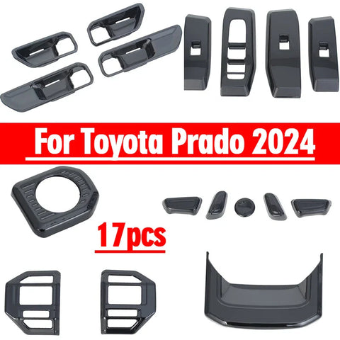 Toyota Prado 17x Black Interior Accessories Cover Trim Panel (2024–2025)