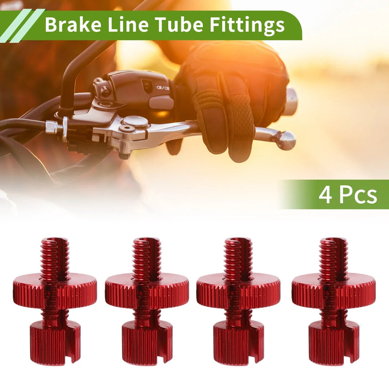 Motorcycle 4 x M8 Aluminum Cable Adjuster Screw Red