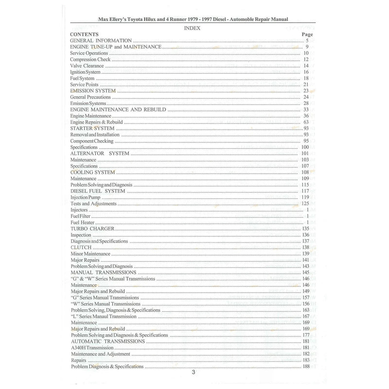 Hilux 4Runner Workshop Repair Manual Ellery Book Diesel L 2L 3L (1979–1997)