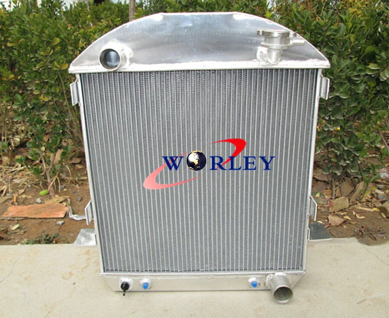 Ford Model T Chev Bucket Grill Shells 3 Row Aluminum Radiator + Fan (1924-1927)