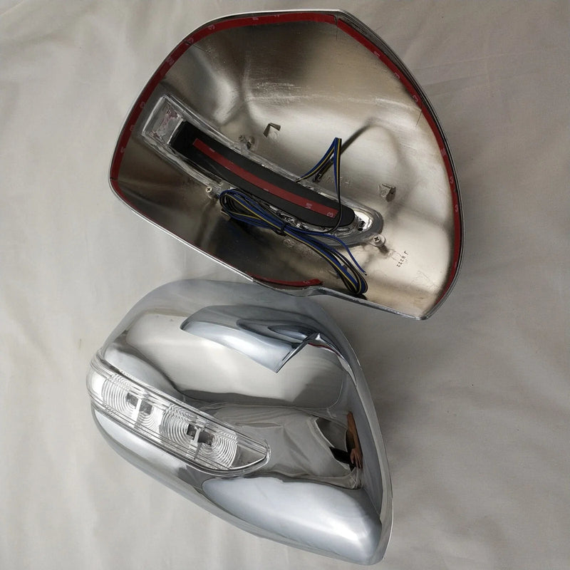 Prado FJ120 2 x pcs Chrome Rearview Mirror LED Light Cover Trim (2003-2009)