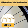 Car Motorcycle 3 x 45 Degree Tyre Valve Stem Extension Extender Gold Tone