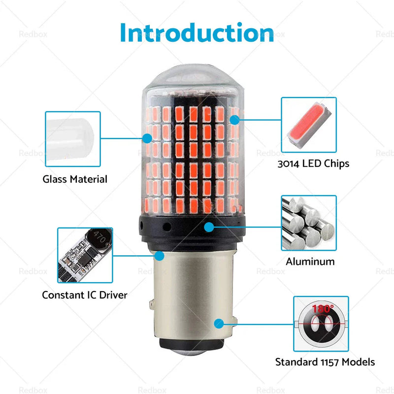 Car P21/5W BAY15D 1157 Red LED Brake Light Bulbs (No Error)