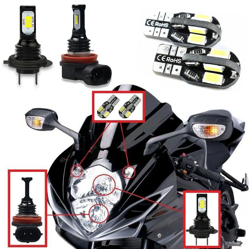 Suzuki GSXR 600 750 4x LED Headlight Parking Light Bulbs Set White