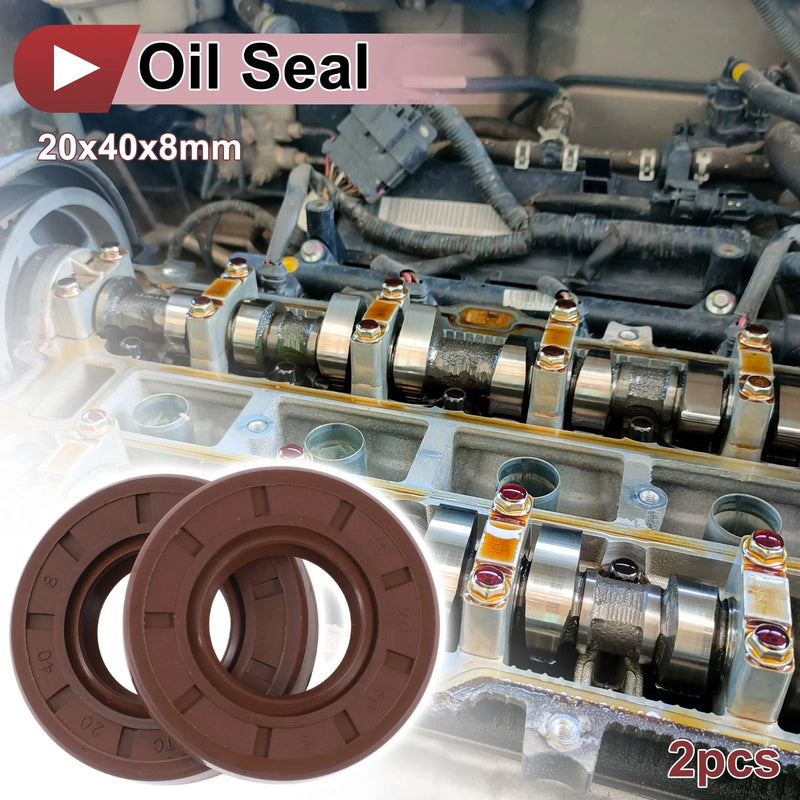 Oil Seal 20x40x8mm Brown 2 x Seal Ring Rotary Shaft Seal FKM Rubber