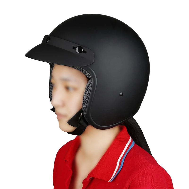 All Seasons Open Face Scooter Motorcycle Helmet Matte Black S M L XL