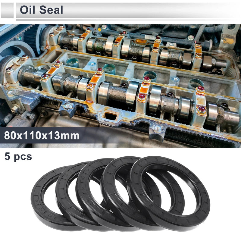 MakeModel Oil Seal 80x110x13mm Black 5 Pcs