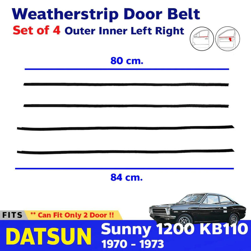 Weatherstrip Door Belt Out+In Set 4 Fits Datsun Sunny KB110 2D Coupe 70-73 D06