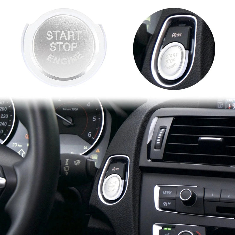 BMW 1 Series X1 X2 3 4 Series Silver Tone Start Stop Button Cap with Ring Kit