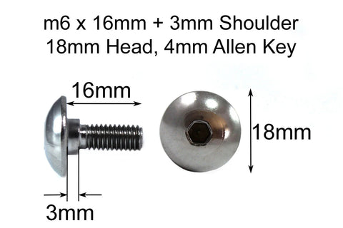 Honda 2 x m6 fairing bolts 3mm shoulder