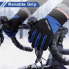 Mountain Biking Men's Full Finger Outdoor Fleece Cycling Gloves Black Blue