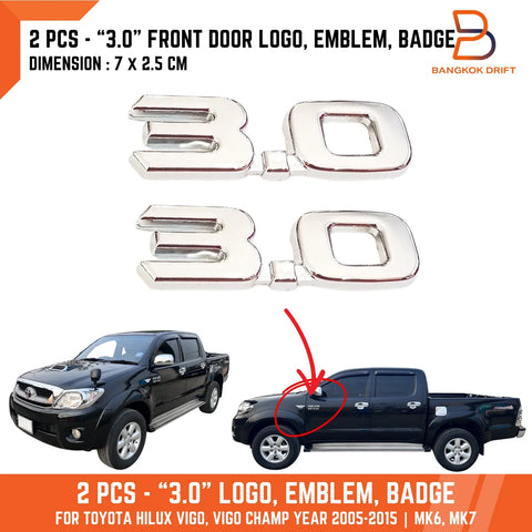 Toyota Hilux Vigo 3.0 Chrome Front Door Logo Emblem Badge (05-20)