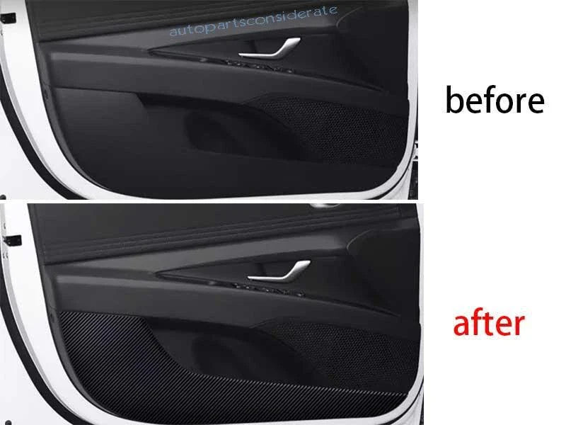 Hyundai Elantra Carbon Fiber Leather Inner-Door Anti-Kick Trim (2021–2024)