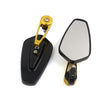 Motorcycle 2 x 7/8" 22mm Handle Bar End Rear View Mirrors Black Gold Tone
