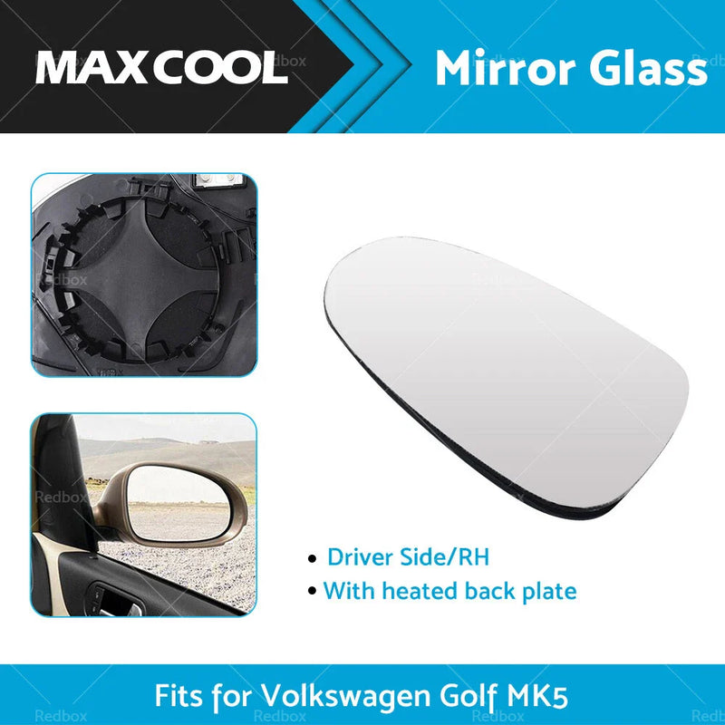 VW Golf MK5 Heated Driver Side Right Mirror Glass (2004-2008)